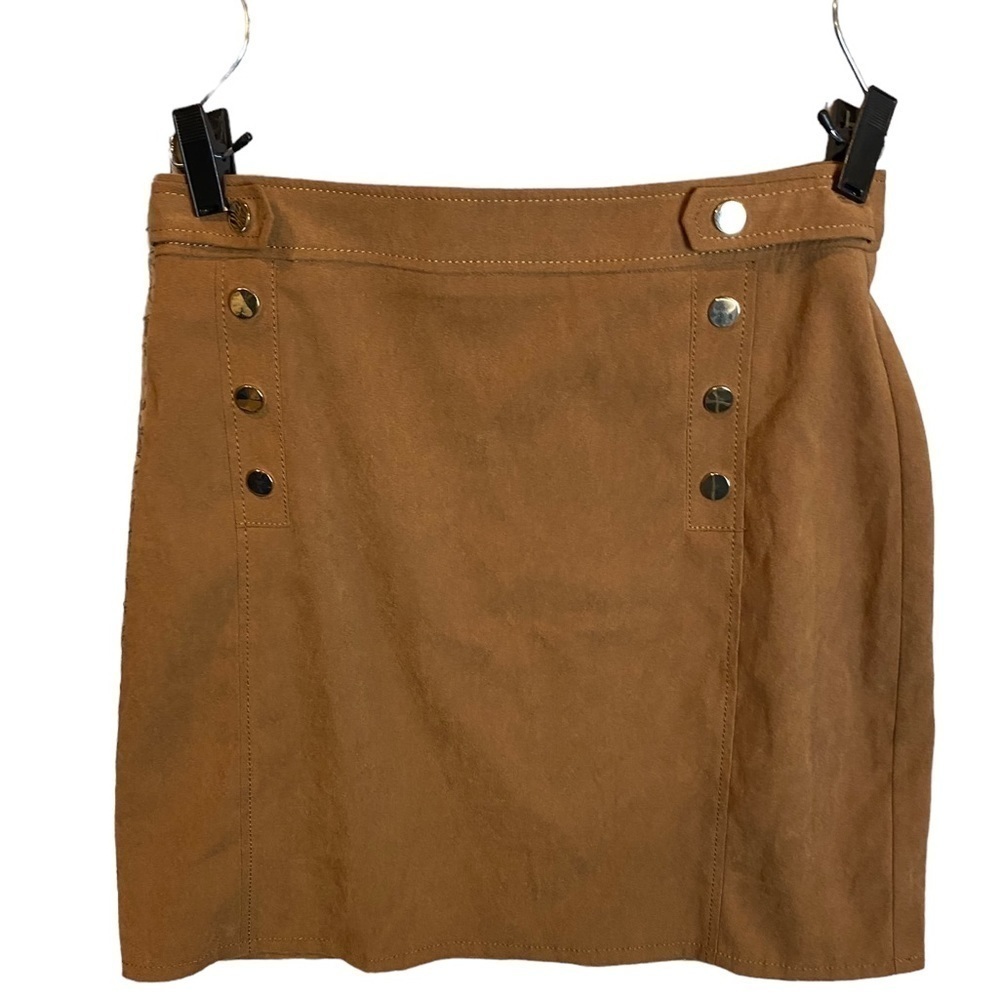 F&F Faux Suede Brown Mini Skirt - Women's Size 6